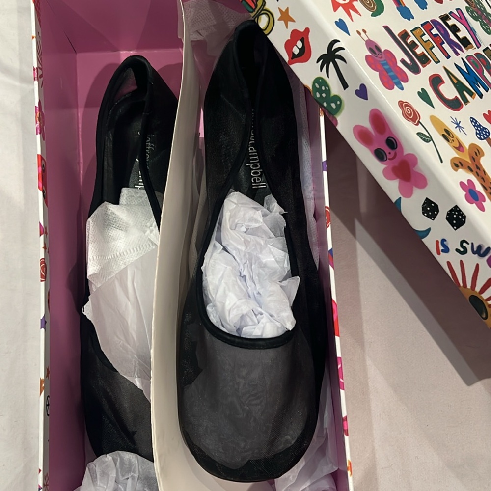 Jeffrey Campbell Black Mesh Flats